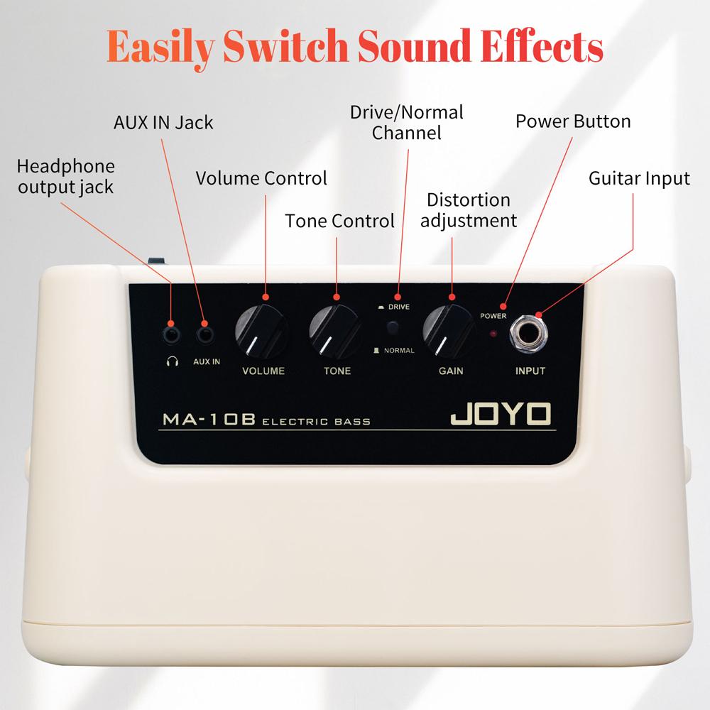 JOYO MA-10B Mini Bass Amplifier Dual Channel 10W Bass Amplifier & Speaker Combo for Bass Guitar Practice