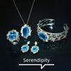 Итальянская ремесленная ретро кружевная синяя бриллиантовая ожерелье, кольцо с имитацией аквамарина, серьги-пусеты, браслет, кулон для женщин