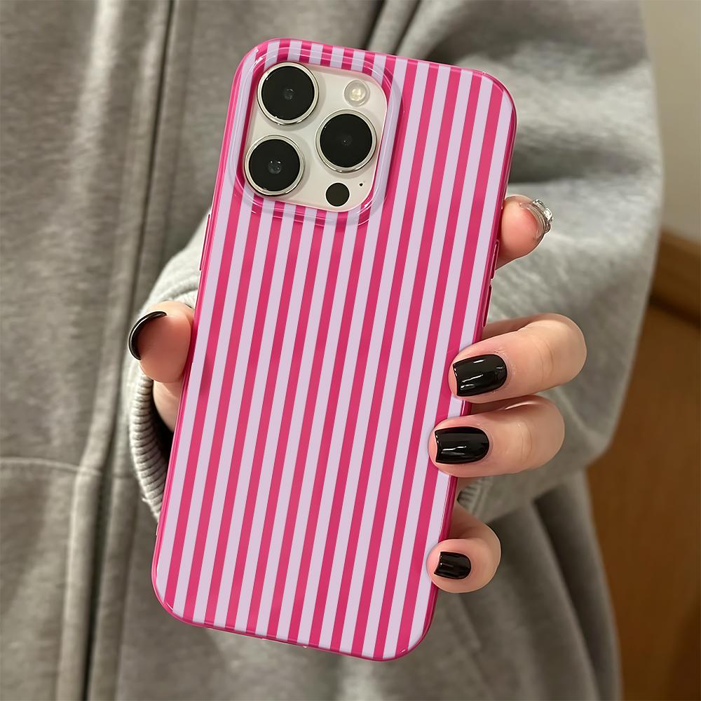 Colorful Striped Minimalist INS Phone Case For iPhone 17 AIR 16 15 14 13 12 11 Pro MAX Plus Y2K Jelly Shockproof Bumper Cover
