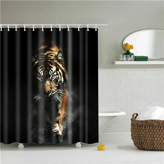 Cartoon Animals Deer Zebra Butterfly Pattern Bathroom Shower Curtains Fabric Waterproof Polyester Bath Curtains with 12 Hooks