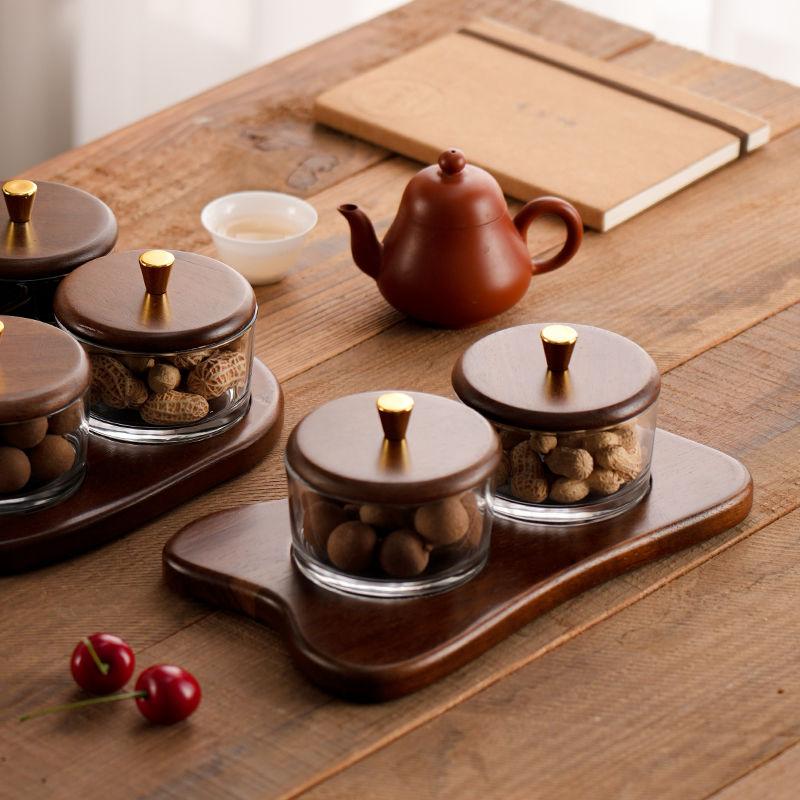 Фруктовый поднос для гостиной, бытовая тарелка для закусок из акации, легкая, роскошная, высококачественная, стеклянная, чайный столик, отделение для конфет, поднос для сухофруктов