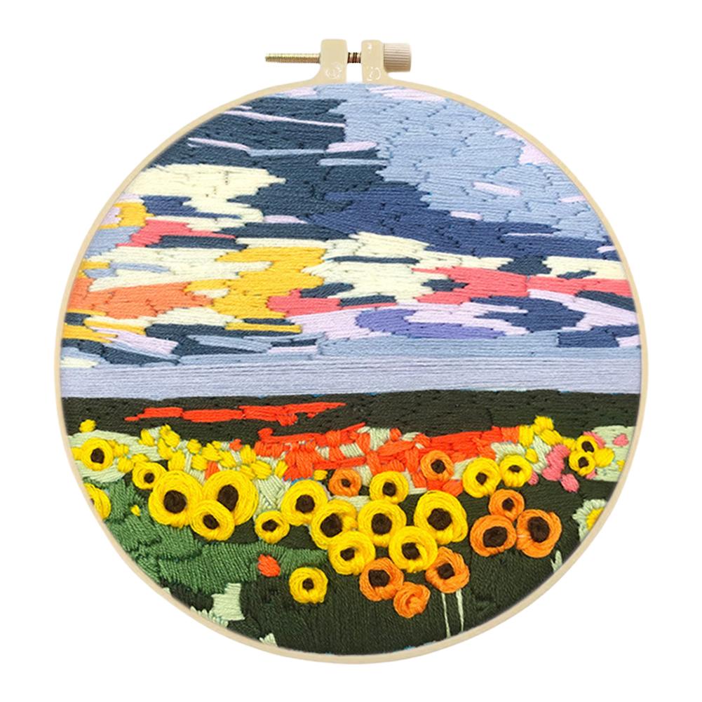 Наборы для вышивания крестом с набивным рисунком, с пяльцами, цветной нитью