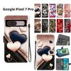 Чехол-книжка из искусственной кожи ручной работы для Google Pixel 7 Pro, противоскользящая противоударная обложка с ремешком на запястье и дизайном в виде сердечка/розы/кошки