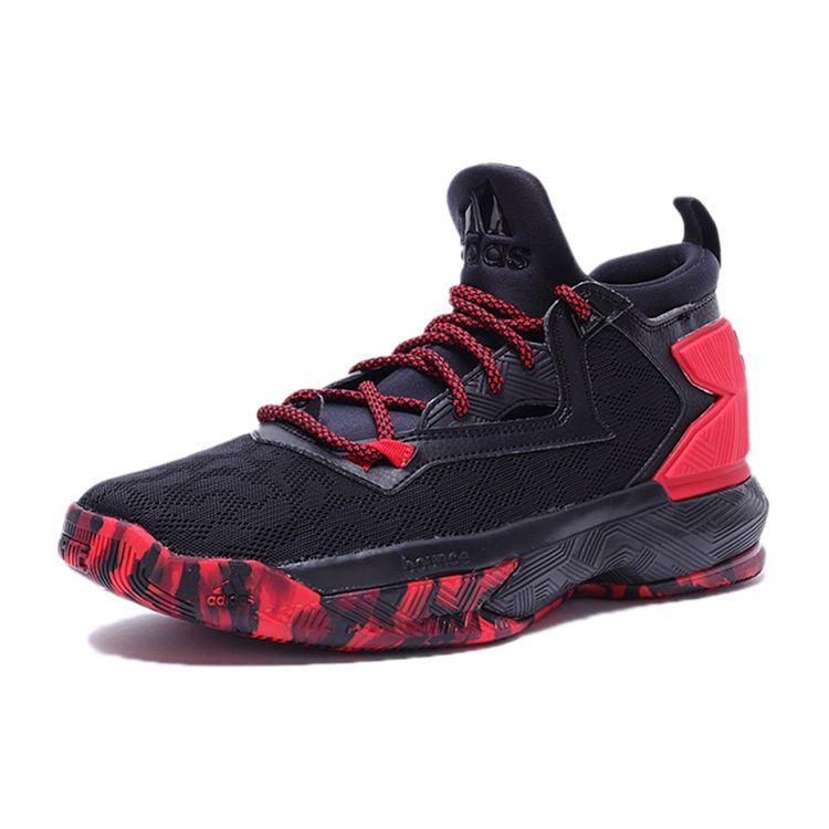 adidas D Lillard 2 Кроссовки мужские с круглым носком, на шнуровке, прочные, средней высоты, для баскетбола, черные, красные B42387