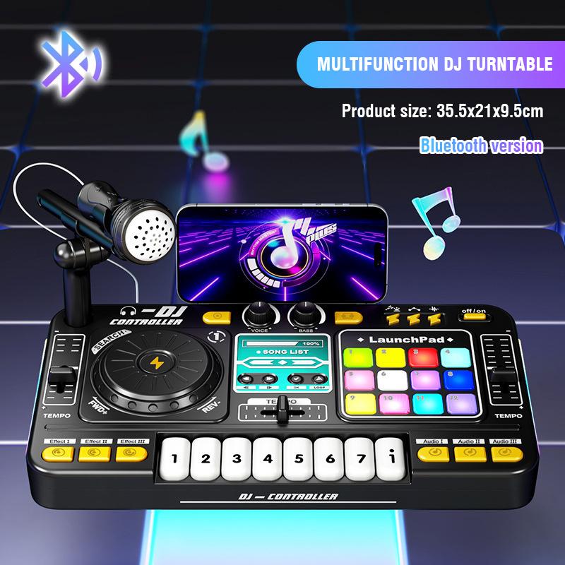 Детский DJ-микшер с микрофоном, электронное пианино, клавиатура, Bluetooth DJ-контроллер-вертушка, музыкальный инструмент. Идея рождественского подарка для ребенка