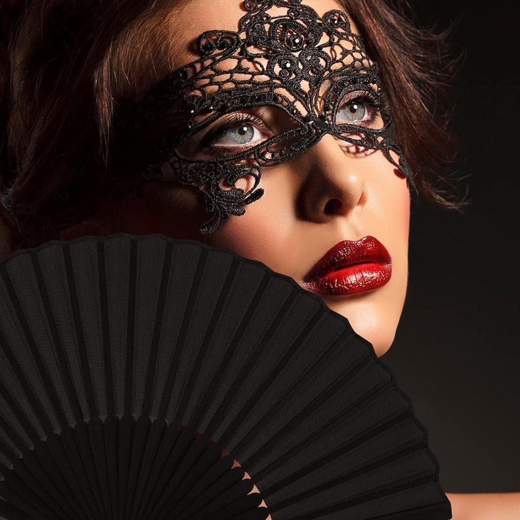 Hand Fan Black Foldable Hand Fan Black Pocket Fan Hand Folding Fan Chinese Fan for Summer Party Dancing Wedding Home Decorations