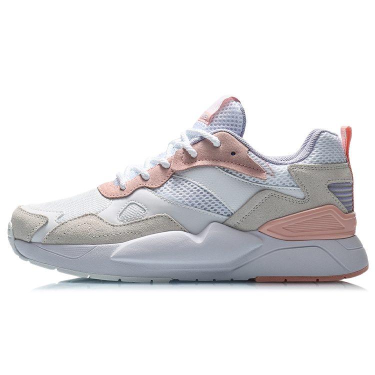 Li Ning Honor 2020 Дышащие Поддержка Легкие Низкие Спортивные Повседневные Кроссовки Женские Бело-розовые AGCQ172-1