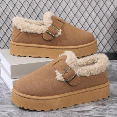 2024 Новая зимняя женская обувь Boken Shoes Plush Fashion Retro Bean Shoes Хлопковые женские тапочки на плоской подошве Женские ботинки на платформе