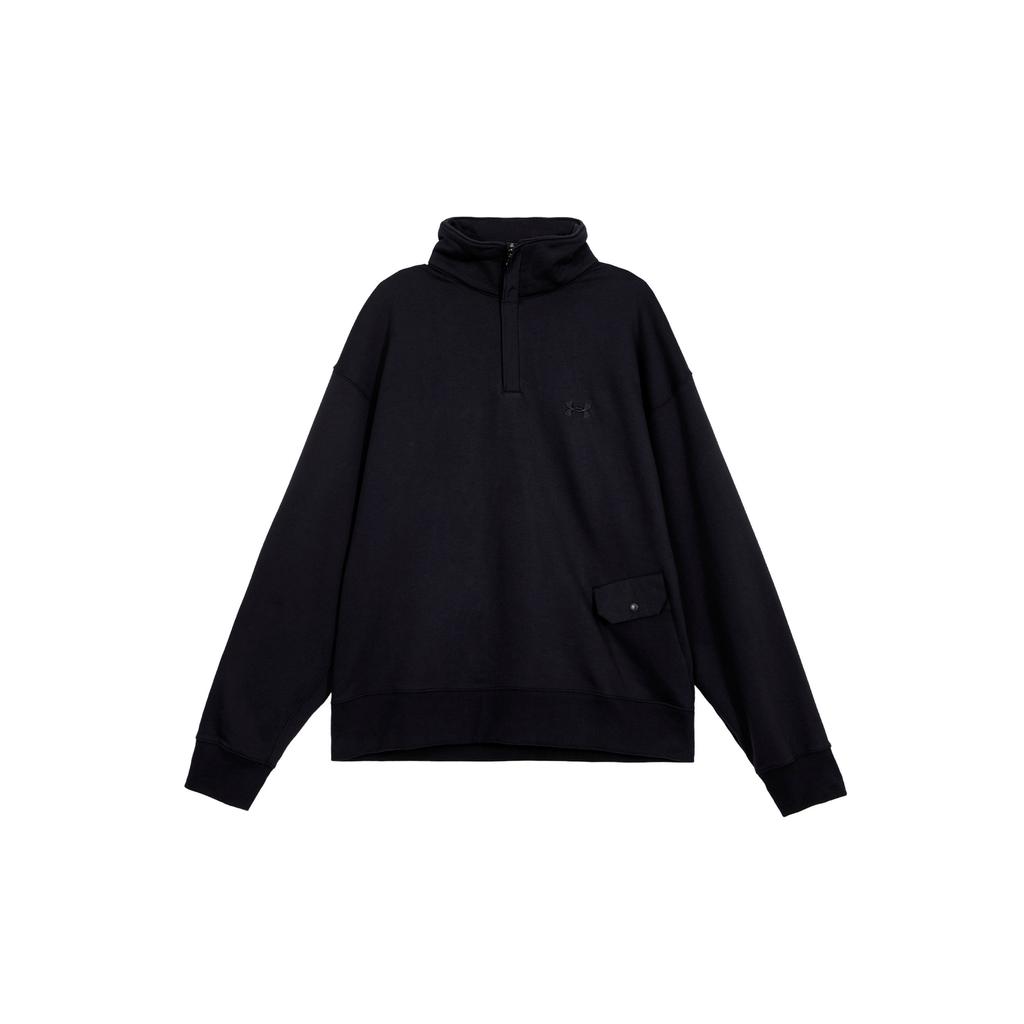 Under Armour Solid Color Fleece Half-Zip Stand Collar Long Sleeve Sweatshirt Men Sweatshirt Black 1387976-001