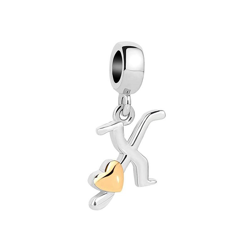 Новые посеребренные медные бусины-шармы в виде букв алфавита от A до Z, подвески, подходят для оригинальных браслетов-шармов Pan, подвески, женские украшения для DIY