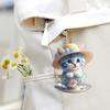 Dog Cat Car Charm Acrylic Rearview Mirror Pendant Cute Backpack Keychain Unique Shape Car Hangers Car Interior Decoration