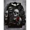 Hoodie Men Punk Skull 3D Print Fashion Skeletor Y2k Graphic Casual Goth Streetwear Long Sleeve Pullover Spring  Autumn Oversized Top