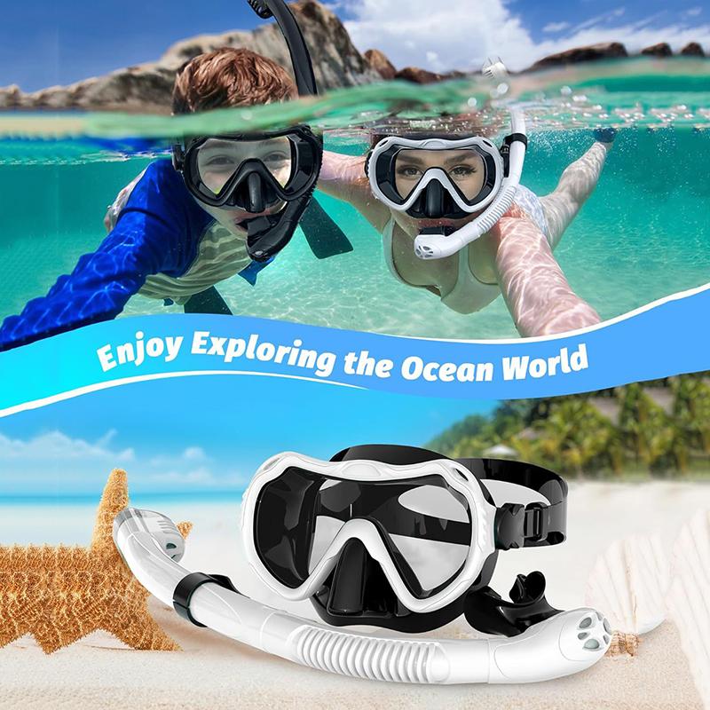Professional Large Frame Soft Silicone Diving Mask Snorkel Set For Men Women Diving Snorkeling Gear
