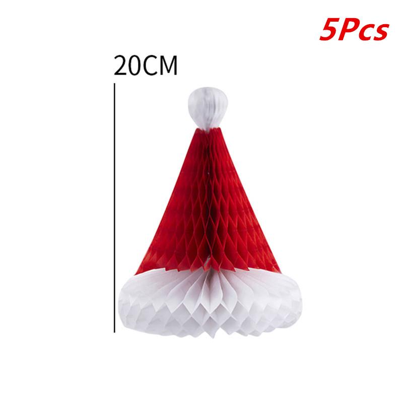 3/4/5/10PCS 20cm Christmas Tree Ornament Honeycomb Christmas Hats Hanging Pendant DIY New Year Xmas Party Decoration Home Market