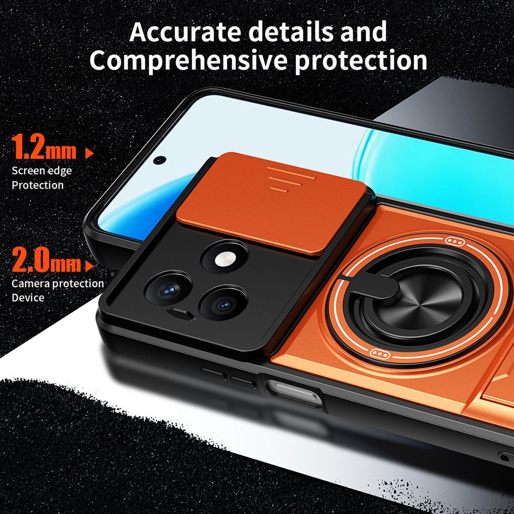 KEYSION Магнитный чехол для телефона для HONOR X8d Защита камеры со сдвижной крышкой Вертикальная подставка Кольцо 360° Ударопрочная задняя крышка для Honor X8d