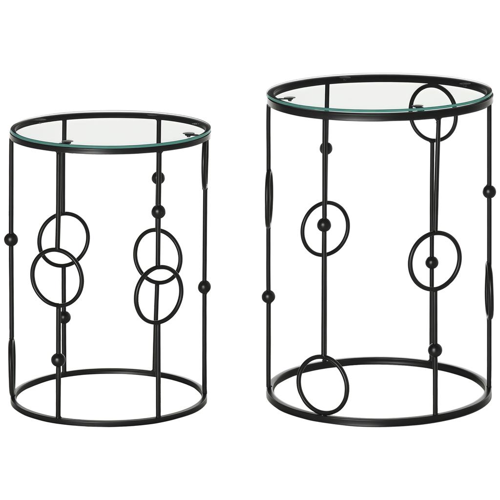 Nesting Round Coffee Table Set of 2 - Black