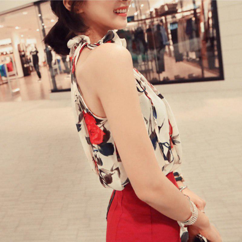 SURWENYUE модная шифоновая блузка без рукавов с принтом, летняя сексуальная женская одежда без бретелек на бретельках