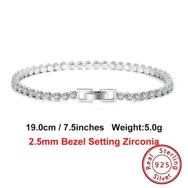 4mm Round Cut Tennis Bracelet In 925 Sterling Silver White Gold Woman Men Bracelets Bangle Jewelry Hand Chain Sb94