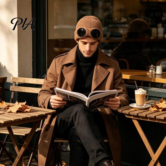 Warm Hat for Most Head Sizes 2Pcs Fleece Lined Hats with Goggles, Winter Knit Casual Accessory Outdoor Activities Hats, Windproof Skiing Caps