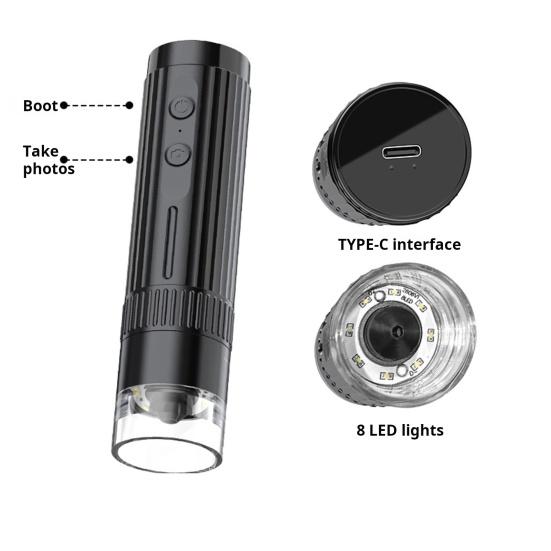 Цифровой микроскоп с регулируемой подставкой 8 светодиодных ламп 50X-1000X 1080P USB WiFi