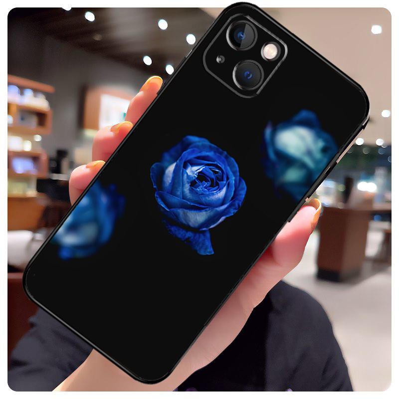 Синий художественный чехол с розой для iPhone 13 Pro Max 16 15 11 12 14 17 Pro Max mini 15 16 Plus 16e 17 Air Чехол для телефона