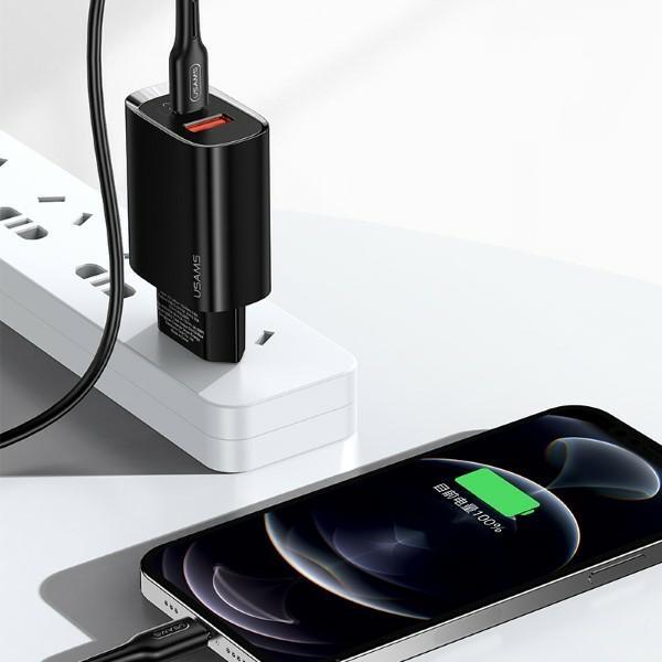 Ładowarka sieciowa 20W USAMS PD3.0 QC3.0 USB-C/USB Czarna