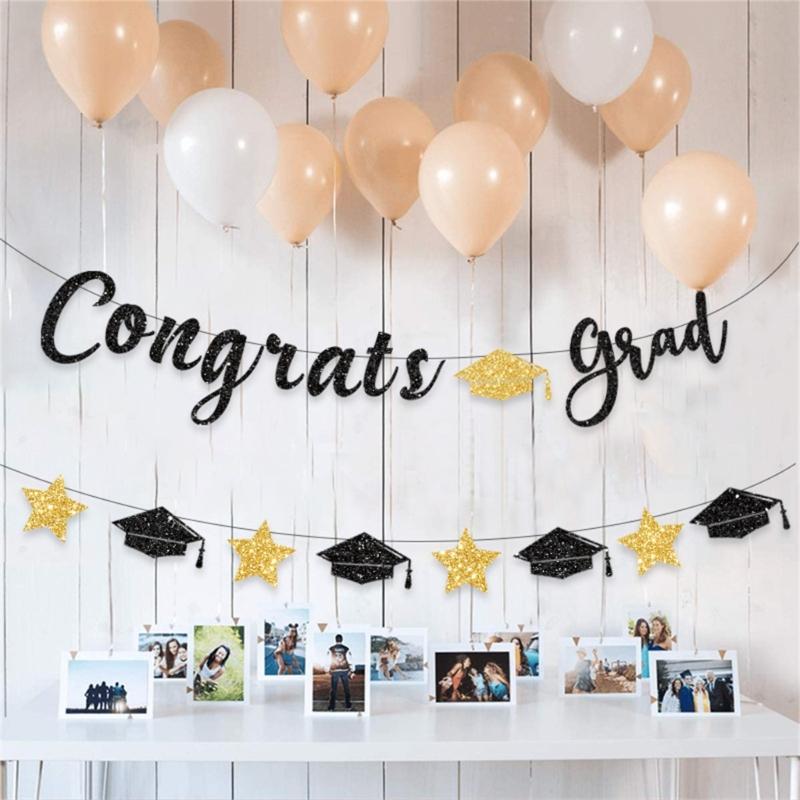 Glittering Graduation Party Hanging Decoration Congrats Grads Hanging Ornament for Class of 2025 for School Graduate