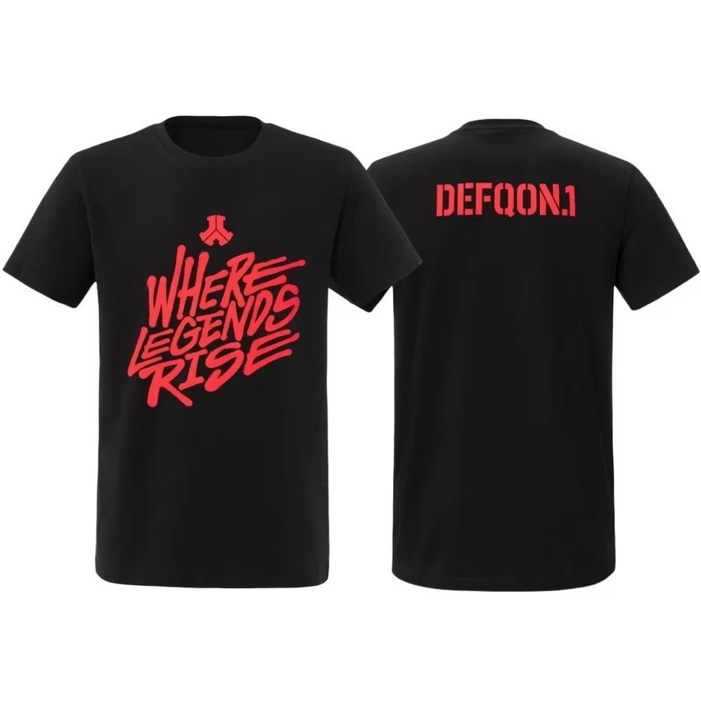 Defqon 1 Где рождаются легенды Футболка Мужская Женская Хлопковая Футболка с Коротким Рукавом Ретро Хип-Хоп Уличная Одежда Брендовые Топы Летняя Мужская Одежда