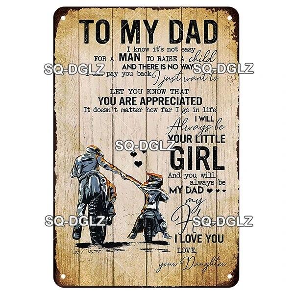 SQ-DGLZ Vintage To My DAD Word Metal Sign Plate Tin Sign Plate Home Bar Door Wall Decor Sticker Decoration Plaque Poster