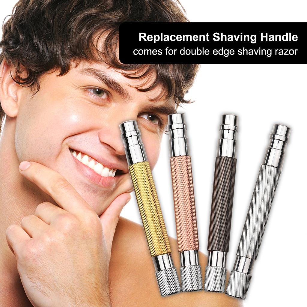 Shaving Handle for Safety Beard Razor Double Edge Shaving Razor Replacement Handle Grip Stainless Steel Manual Mustache