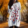 New In Autumn Morning Glory Print Plus Size Dress Women O'neck Long Sleeves Casual Pocket Dresses