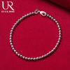 925 Sterling Silver 4mm Smooth Bead Chain Bracelet Fashionable Wedding Jewelry