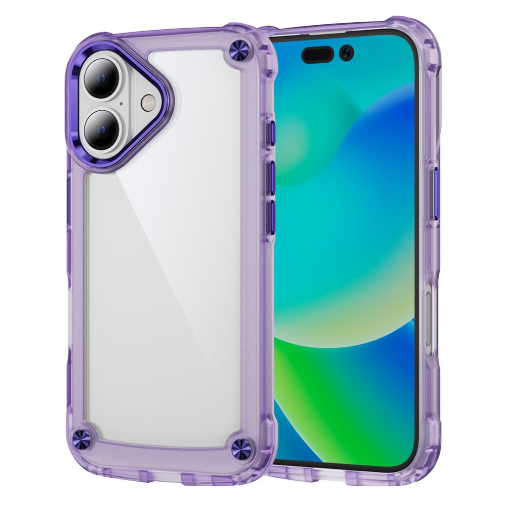 For iPhone 16 Case Anti-drop TPU Frame Clear PC Back Cover
