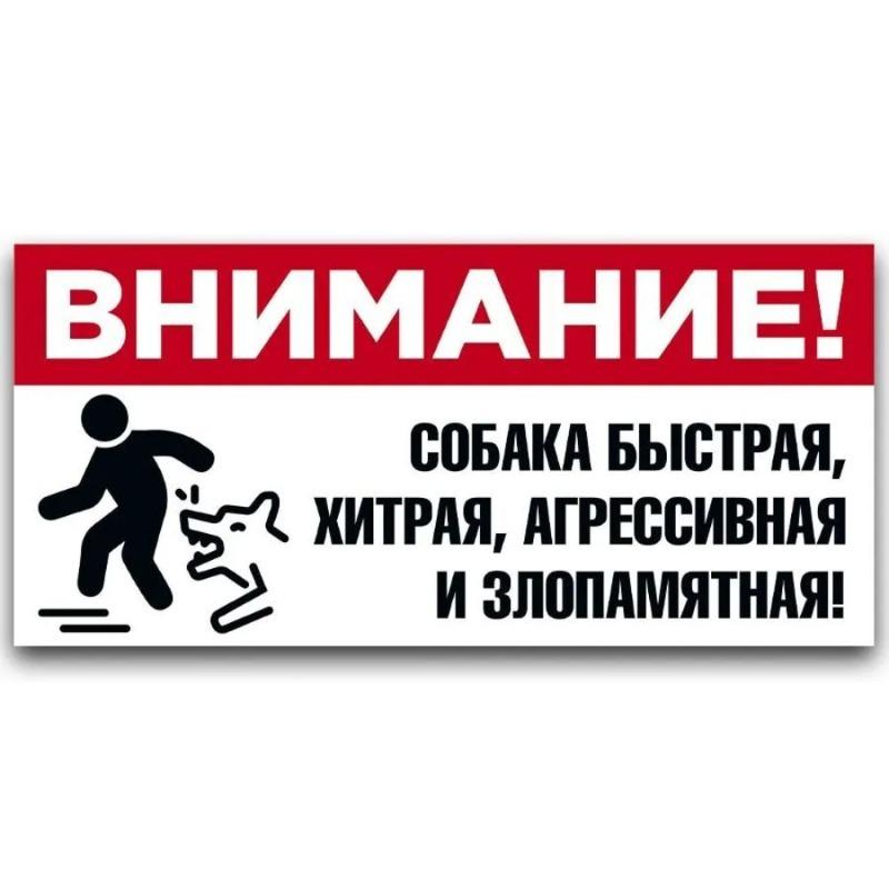 Осторожно, злая собака Металлическая табличка, Предупреждающая табличка на забор или дверь 30x15см