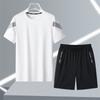 Summer Sports and Leisure Suit Men's Ice Silk Round Neck T-shirt Shorts Suit Breathable Quick-drying Suit Men's Two-piece Set