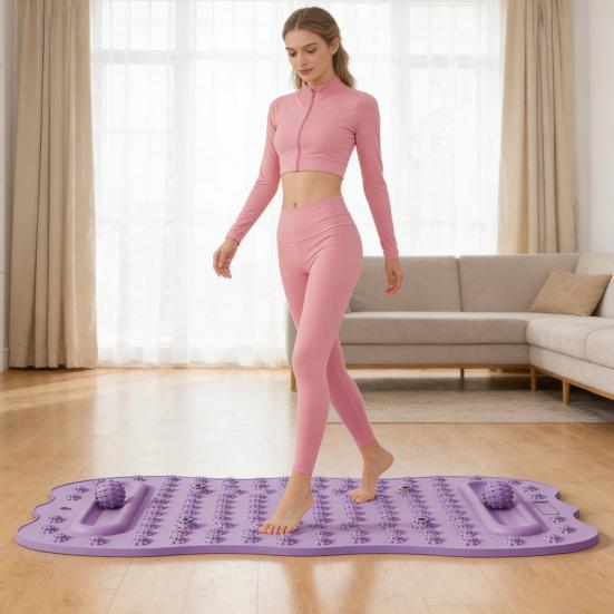 Массажный коврик для ног с двойными шариками, для облегчения боли в ногах, подушка для точечного массажа, коврик для релаксации ног, коврик для рефлексологии, нескользящий, против усталости, коврик для акупрессуры с камнями для ходьбы