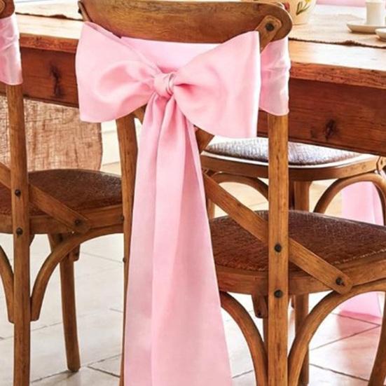 6 Pcs Pink Chair Sash Satin Chair Bows Decorative Chair Ribbons Ties