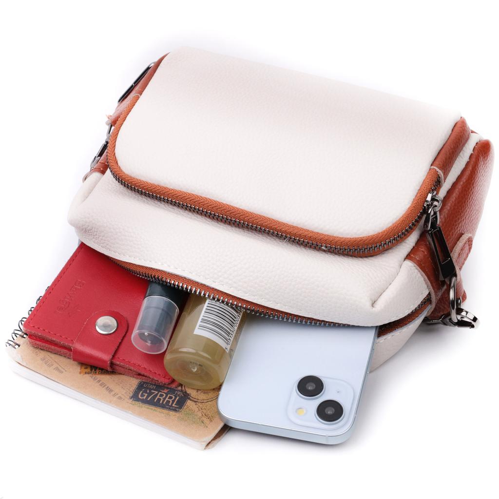 Comfortable Bag for Women for Every Day Made of Genuine Leather Vintage 22589 White