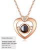 S925 Silver Peach Heart Projection Necklace 'I Love You' In 100 Languages