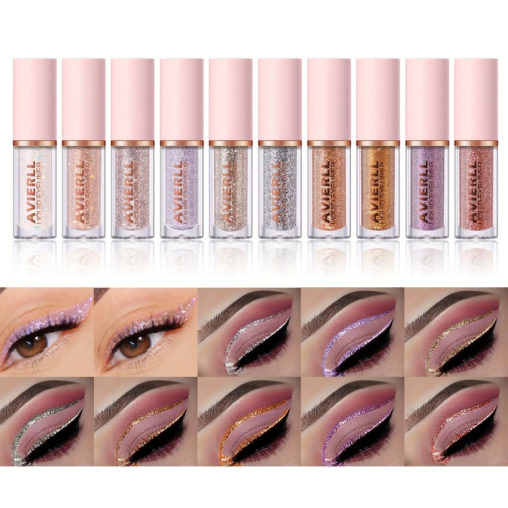 10-цветная сверкающая жидкая подводка для глаз Sparkle Dazzling Eyeshadow Liquid Pearl Brightens Eyeshadow Fine