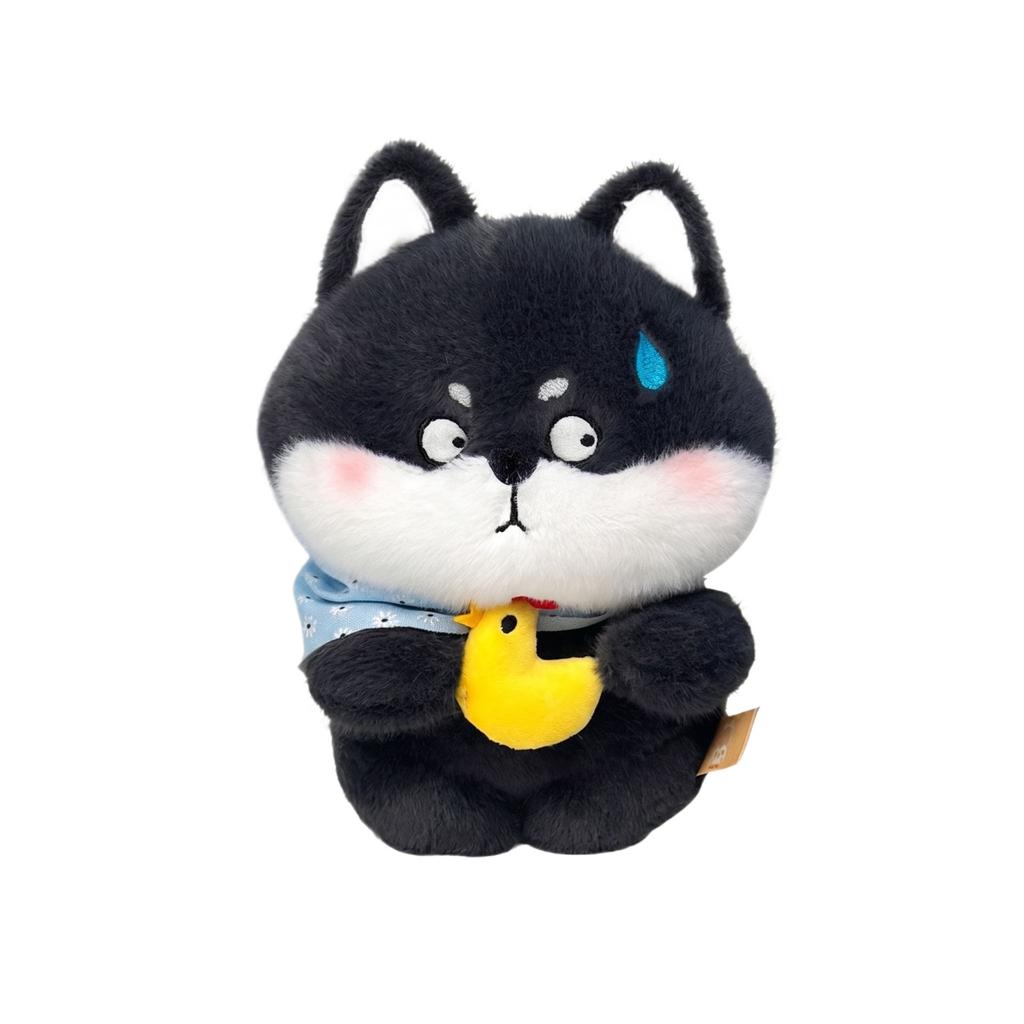 Plush Stuffed Animal Soft Toy Cute Sitting Dog Holding Small Duck Plush Doll Collectible Gift for Kids and Adults