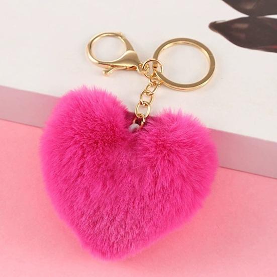 Plush Love Heart Keychain Soft Fluffy Lightweight Girls Car Key Ring Holder Handbag Backpack Decoration Pendant Birthday Gift