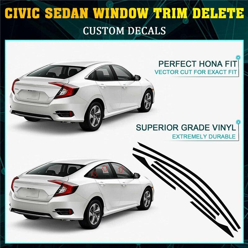 1 комплект, накладки на оконную раму автомобиля, защитная пленка, матовая черная наклейка, модный автомобильный Стайлинг для Honda Civic Sedan 16-20