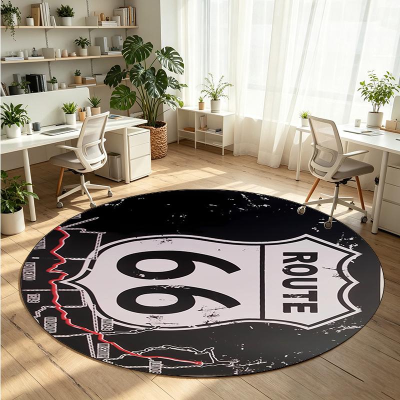 Route Printed Round Crystal Velvet Rug Soft Non Slip Floor Carpet For Bedroom Holiday Gift
