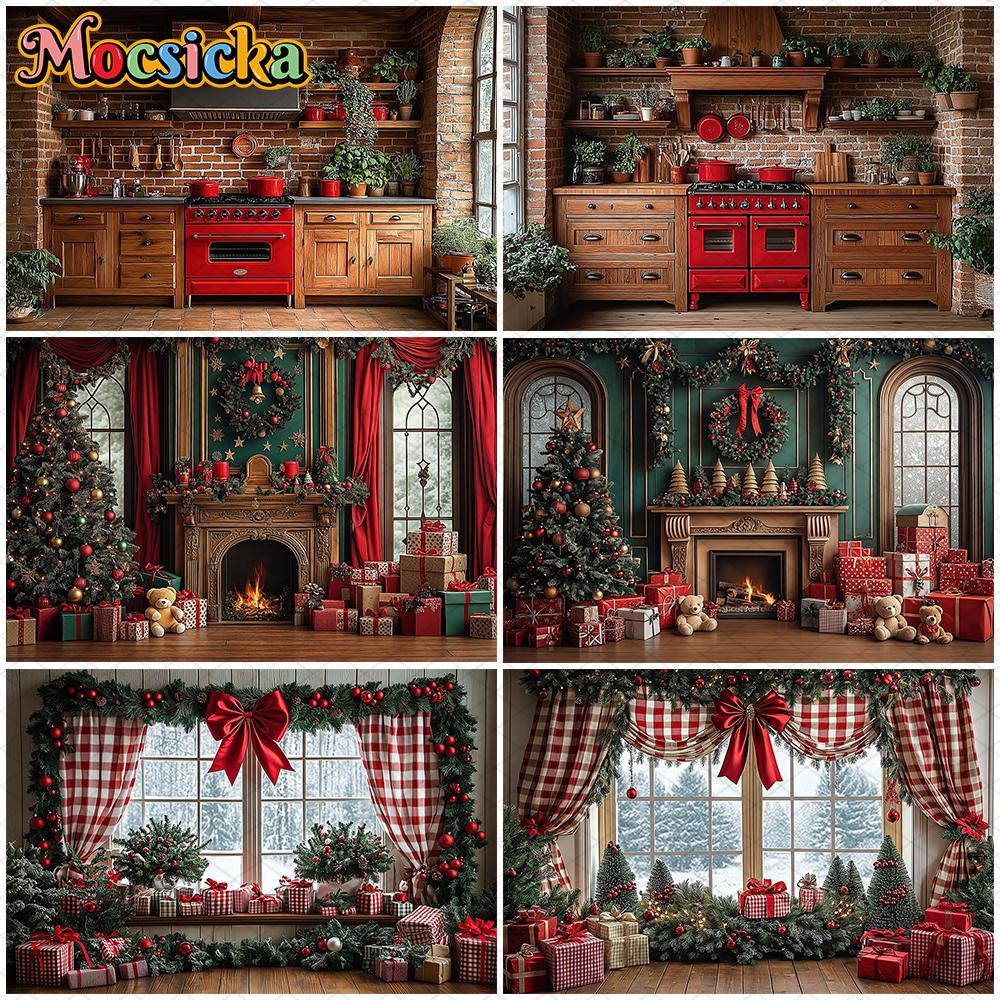 Mocsicka Рождественский Фон для Фотосъемки Кухня Гостиная Спальня Декор Баннер для Праздничной Вечеринки Фото Фоны для Взрослых Детей