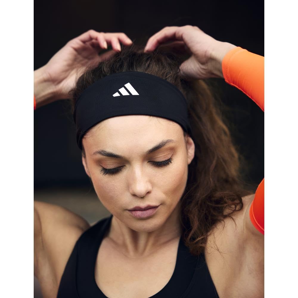 adidas Спортивная повязка на голову AeroLady ADAC-16400BK, Влагоотводящая эластичная ткань для женщин, Один размер, Черный
