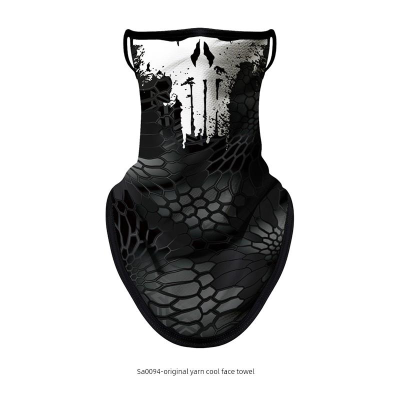Sun Blocking Mask Riding Motorcycle Face Towel Retro Skull Face Mask Hanging Ear Breathable Quick-Drying Outdoor Half Helmet Scarf Sets