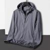 Men Spring Summer Sunscreen Clothing Solid Color Sun Protection Hooded Jacket Zipper Placket Pockets Outwear