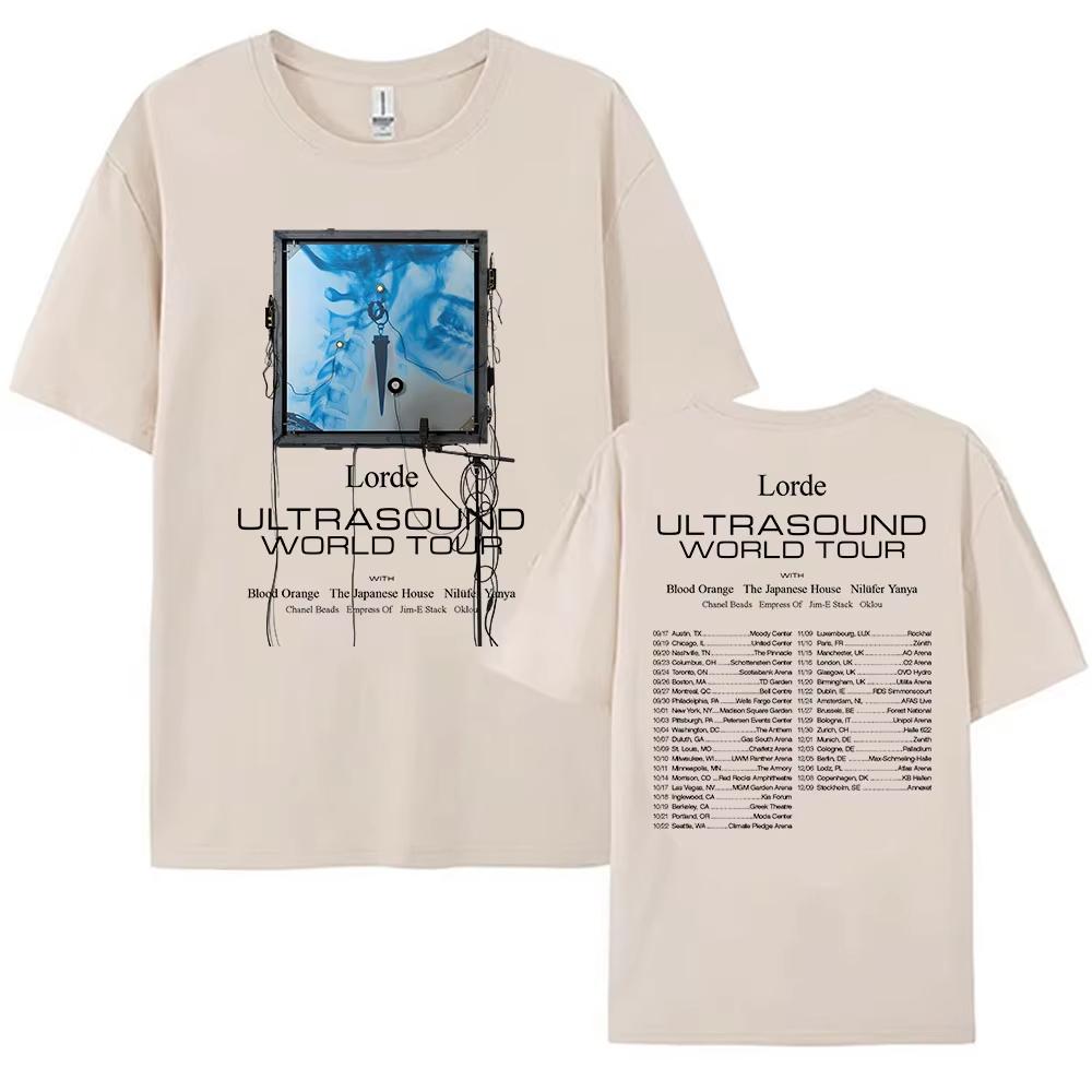 Lorde Ultrasound World Tour 2025 T-shirt Summer Short Sleeve Cotton Tshirts Casual Fashion O-neck Female T Shirt Graphic Clothes