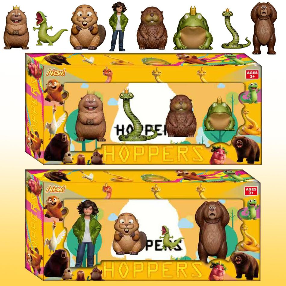 4Pcs/Box Hoppers Beaver Transformation Plan Series Action Figures Cute Cartoon Model Toy Gift for Kids